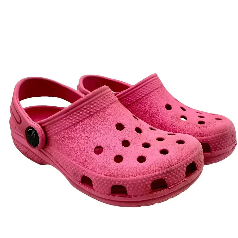 Crocs Girls Kids Sz: C10 Pink Rubber Versatile Classic Slingback Strap Clog